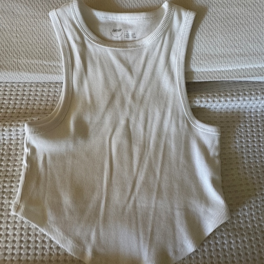 Aerie White Ribbed Sleeveless Top